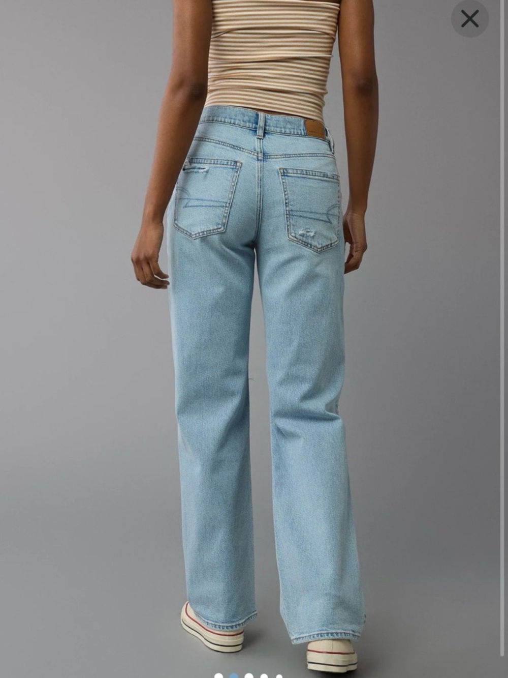 American Eagle Outfitters Ripped High-Waisted Light Blue Stovepipe Jean - Picture 3 of 11
